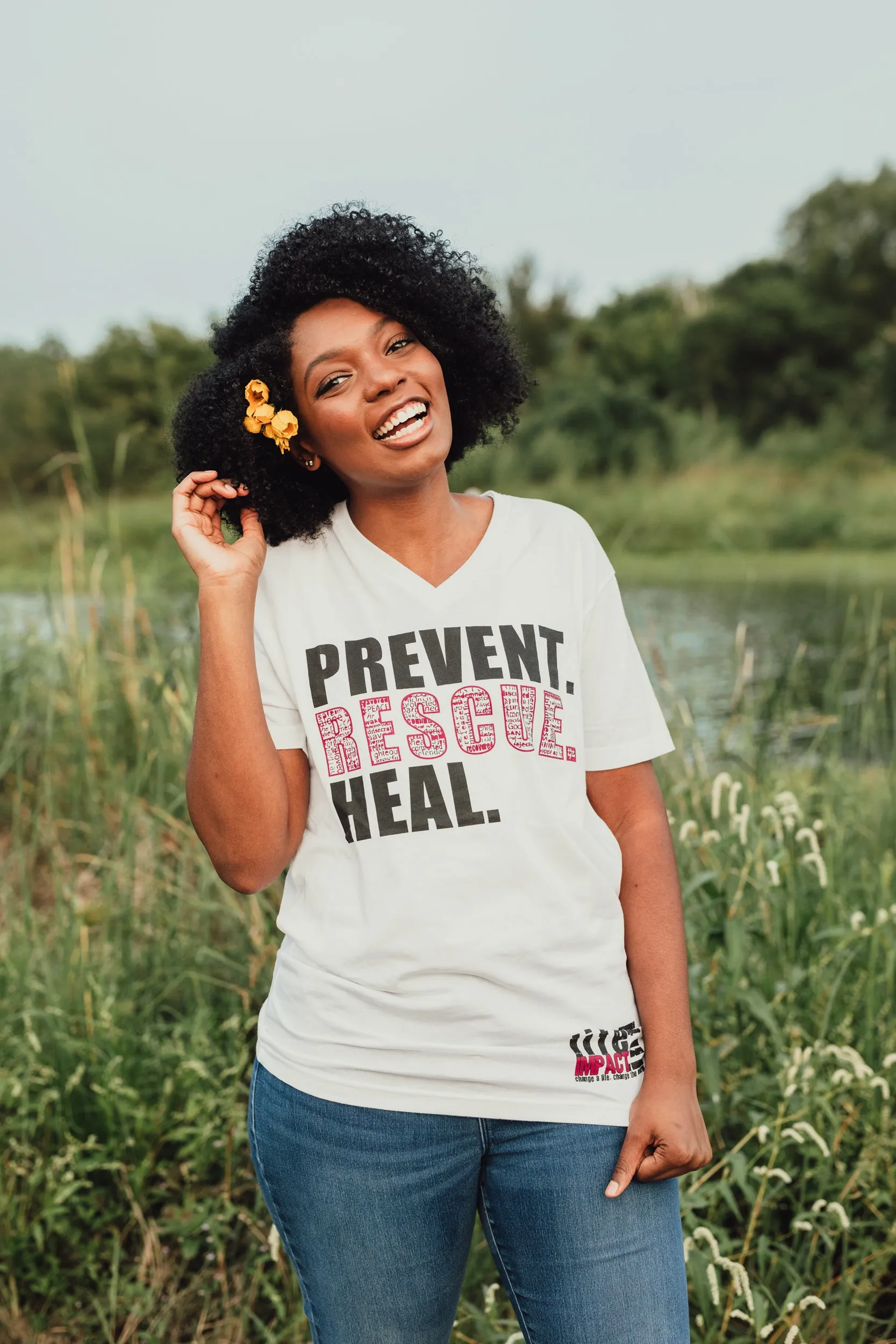 White Prevent Rescue Heal Shirt (V-Neck)