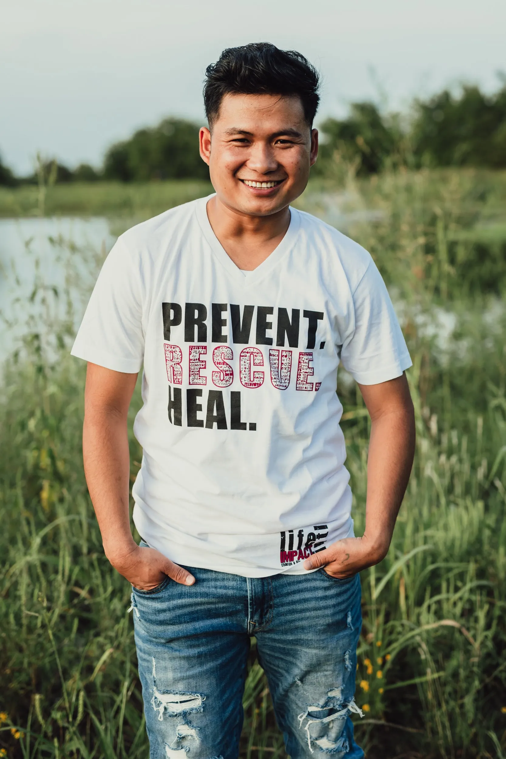White Prevent Rescue Heal Shirt (V-Neck)