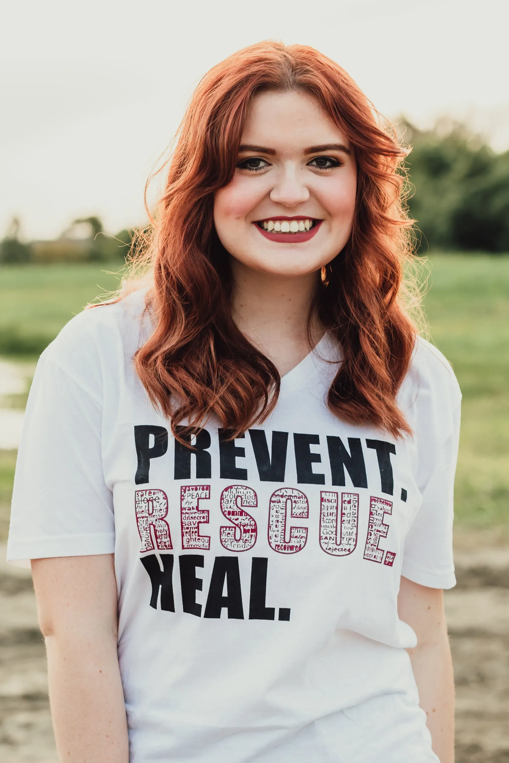 White Prevent Rescue Heal Shirt (V-Neck)