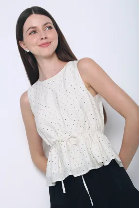 Willow Polka Dot Sleeveless Top Cream