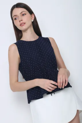 Willow Polka Dot Sleeveless Top Navy