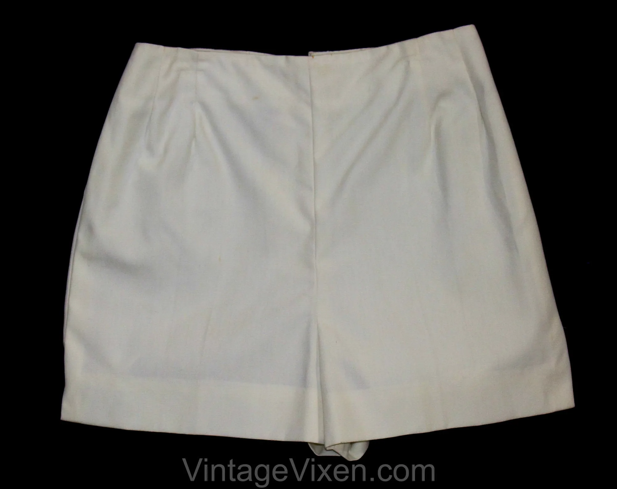 XS 1960s White Hot Pants - Ladies Size 2 Cotton Canvas Shortest Shorts - 60s Summer Retro Nautical Casual - Jackfin New York - Waist 24.5